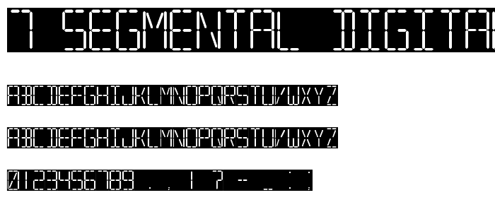 7 SEGMENTAL DIGITAL DISPLAY font